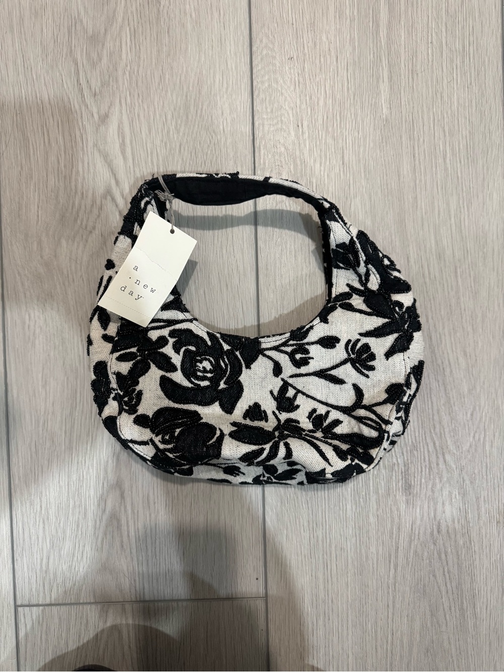 a new day Black & White Floral Mini Shoulder Bag